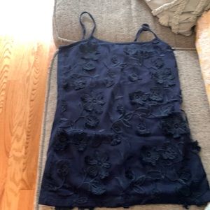 Navy blue XS Ann Taylor floral tank top with adjustable straps like new